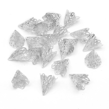 Конус Шапочки для Бусин, Железные, Цвет: Серебро, Размер: 17x20мм, Отверстие 1мм, (УТ100016747)