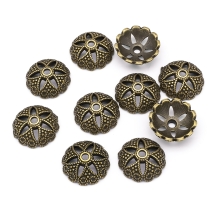 Шапочки для Бусин из Сплава, Цветок, Цвет: Бронза, Размер: 19х6мм, Отверстие 2мм, (УТ100016762)