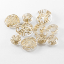 Намистини Акрилові "Мілан", з Малюнком Металік Золото, Мікс Форм, Колір: Безбарвний, Розмір: 12~20х7~17.5х6~7мм, Отвір 2мм, (УТ100016768)