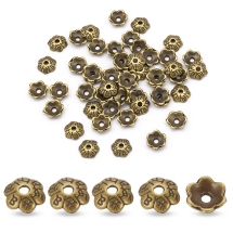 Шапочки для Бусин из Сплава Цветок Тибетский Стиль, Бронзовые, 6х2мм, Отверстие 1мм, (УТ100016765)