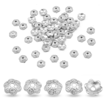 Шапочки для Бусин з Металу, Квітка, Колір: Платина, Розмір: 6х2мм, Отвір 1мм, (УТ100016771)