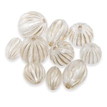 Бусины Акриловые "Милан", с Рисунком Металлик Золото, Микс Форм, Цвет: Бесцветный, Размер: 11~18х9~12мм, Отверстие 2мм, (УТ100016775)