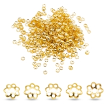Шапочки для Намистин Залізні Квітка, Золото, 6х1мм, Отвір 1мм, близько 1150шт/25г, (УТ100016795)