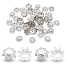 Шапочки для Бусин Залізні, Квітка, Колір: Срібло, Розмір: 14х4.5мм, Отвір 1мм, (УТ100016812)