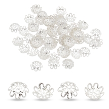 Шапочки для Бусин Залізні, Квітка, Філігранні, Колір: Срібло, Розмір: 10х3мм, Отвір 1мм, (УТ100016813)