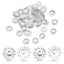 Шапочки для Бусин Залізні, Квітка, Філігранні, Колір: Срібло, Розмір: 16х4.5мм, Отвір 1мм, (УТ100016814)