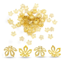 Шапочки для Намистин Залізні, Квітка, Філігранні, Колір: Золото, Розмір: 8х3мм, Отвір 0.5мм, (УТ100016816)