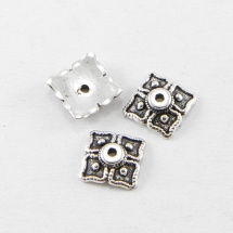 Шапочки для Бусин, Сплав, Ромб, Колір: Античне Срібло, Розмір: 11х2мм, Отвір 1мм, (УТ100016829)