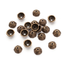 Шапочки для Бусин, Сплав, Круглі, Колір: Мідь, Розмір: 8х8х4.5мм, Отвір 2мм, (УТ100016830)
