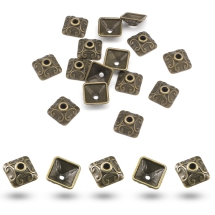Шапочки для Бусин, Сплав, Квадратные, Цвет: Бронза, Размер: 10х10х5мм, Отверстие 2мм, (УТ100016832)