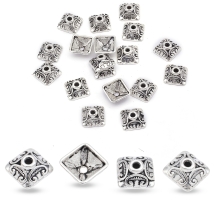 Шапочки для Бусин, Сплав, Квадратные, Цвет: Античное Серебро, Размер: 10х10х5мм, Отверстие 2мм, (УТ100016834)