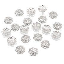 Шапочки для Бусин из Сплава, Цветок, Цвет: Платина, Размер: Диаметр 14мм, Толщина 4мм, Отверстие 2мм, (УТ100016835)
