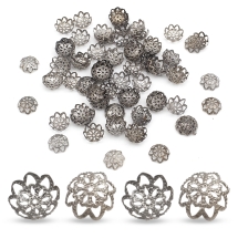 Шапочки для Бусин Залізні, Квітка, Колір: Збройна Сталь, Розмір: 10х4мм, Отвір 1мм, (УТ100016846)