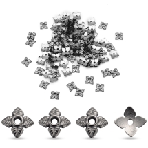 Шапочки для Бусин, Сплав, Цветок, Цвет: Оружейная Сталь, Размер: 6х6х2мм, Отверстие 1мм, (УТ100016848)