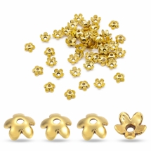 Шапочки для Бусин, Сплав, Квітка, Колір: Античне Золото, Розмір: 6.5х3мм, Отвір 1мм, (УТ100016849)
