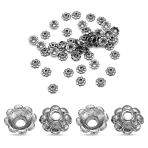 Шапочки для Бусин, Сплав, Цветок, Цвет: Оружейная Сталь, Размер: 8х3мм, Отверстие 2мм, (УТ100016855)