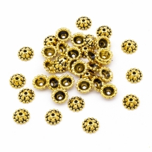 Шапочки для Бусин з Металу, Квітка, Колір: Античне Золото, Розмір 8х3мм, Отвір 1мм, (УТ100016859)