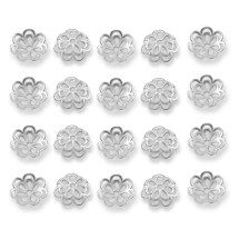 Шапочки для Бусин, Сплав, Квітка, Колір: Срібло, Розмір: Діаметр 14мм, Товщина 4 мм, Отвір 2мм, (УТ100016861)
