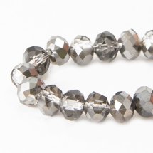 Бусины Гальваника Стекло, Граненые, Рондель, Цвет: Серебристый, Размер: 4х3мм, Отверстие 1мм, около 150шт/48см/нить, (УТ100016880)