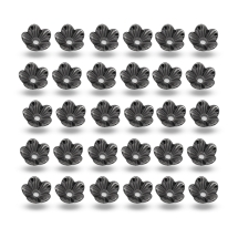 Шапочки для Бусин, Сплав, Квітка, Колір: Збройна Сталь, Розмір: 10х10х3мм, Отвір 1.5мм, (УТ100016903)