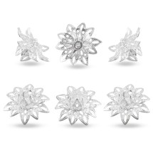 Шапочки для Бусин, Латунь, Цветок, Цвет: Серебро, Размер: 16х8мм, Отверстие 1.5мм, 6шт/упаковка, (УТ100016907)