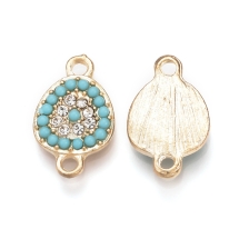 Конектор Крапля, Сплав + Емаль + Стрази, Колір: Світле Золото, Розмір: 17х11х2.5мм, Отвір 1.5мм, (УТ100016966)