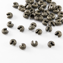 Намистини Кришки крімп, Латунь, Оболонки для затискних Бусин стопери, Колір: Бронза, Розмір: 5х4мм, Отвір 2.2мм, (УТ100017012)