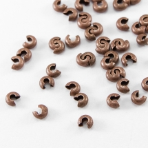Бусины Крышки Кримпов, Латунь, Оболочки для Зажимных Бусин Стопперов, Цвет: Медь, Размер: 3.2х2.2мм, Отверстие 1.2мм, 2г/около 40шт (УТ100017015)
