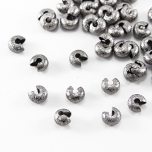 Намистини Кришки крімп, Латунь, Оболонки для затискних Бусин стопери, Колір: Збройна Сталь, Розмір: 5х4мм, Отвір 2.2мм, (УТ100017017)