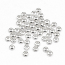 Бусины-Разделители, Латунь, Рондель, Серебро, 5х2мм, Отверстие 1.5-2мм, (УТ100017083)