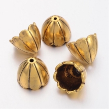 Конус Шапочки для Бусин, Сплав, Колір: Античне Золото, Розмір: 17х16мм, Отвір 2мм, (УТ100017178)