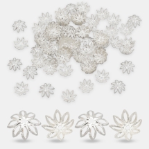 Шапочки для Бусин Железные, Цветок, Филигранные, Цвет: Серебро, Размер: 10х4мм, Отверстие 1.5мм, (УТ100017183)