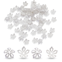 Шапочки для Бусин Железные Цветок Филигранные, Серебро, 8х3мм, Отверстие 0.5мм, (УТ100017184)