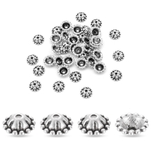 Шапочки для Бусин из Сплава, Цветок, Цвет: Античное Серебро, Размер 8х3мм, Отверстие 1мм, (УТ100017195)