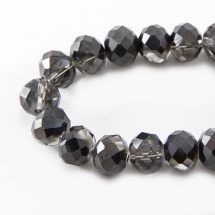 Бусины Стекло с Гальваникой, Граненые, Рондель, Полупокрытие, Цвет: Черный, Размер: 10х7.5мм, Отверстие 2мм, около 72шт/54см/нить, (УТ100017210)
