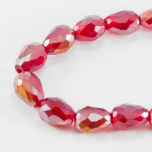Бусины Гальваника Стекло АВ-Цвет, Граненые, Капля, Цвет: Малиновый, Размер: 12х8мм, Отверстие 1мм, около 60шт/72см/нить, (УТ100017249)