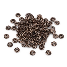 Бусины-Разделители, Бижутерный Сплав, Снежинка, Цвет: Медь, Размер: 6.5мм, Отверстие 2мм, (УТ100017339)