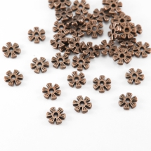 Бусины-Разделители, Бижутерный Сплав, Цветок, Плоские, Цвет: Медь, Размер: 8х8х2мм, Отверстие 3мм, (УТ100017344)