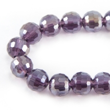 Бусины Стекло с Гальваникой, Граненые, АВ-цвет, Круглые, Цвет: Серо-синий, Диаметр 8мм, Отверстие 1мм, около 72шт/58см/нить, (УТ100017353)