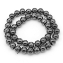 Намистини Гальваніка Скло, Круглі, Колір: Чорний, Діаметр 8 мм, Отв-тя 1мм, близько 40шт / 34см / нитка, (УТ100017356)
