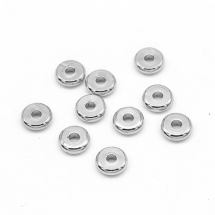 Бусины-Разделители Латунные Диск, Стойкое Покрытие Серебром, 7х 2мм, Отверстие 1.5мм, (УТ100017367)