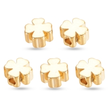 Намистини-Розділювачі з Латуні Конюшина, Позолота 18К, 5х5х3мм, Отвір 1мм, (УТ100017369)