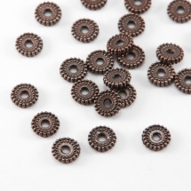 Намистини-Роздільники, Сплав, Круглі Плоскі, Колір: Мідь, Розмір: 7х2мм, Отвір 1.5мм, (УТ100017414)