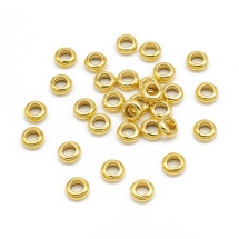 Бусины-Разделители, Бижутерный Сплав, Круглые Плоские, Цвет: Античное Золото, Размер: 7х3мм, Отверстие 4мм, (УТ100017416)