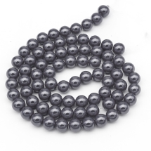Жемчуг Бусины Стекло 12мм, Глянцевые, Круглые, Цвет: Серый, Диаметр: 12мм, Отв-тие 1мм, около 70шт/84см/нить, (БА000000463)
