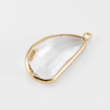 Кулон Скляний Гранований, Фурнітура Латунь, Колір: Безбарвний, Розмір: 36.5x14x6мм, Отвір 1.5мм, (УТ100017492)