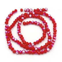 Бусины Гальваника Стекло АВ-Цвет, Полупокрытие, Непрозрачные Граненые, Рондель, Красно-оранжевый, 4х3мм, От-тие:1мм, ок.145шт/46см/нить (УТ100017494)