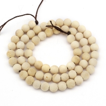 Намистини Дерево Сичуаньська Туя, Пофарбовані, Круглі, на Нитці, Колір: Бежевий, Розмір: 6мм, Отвір 1мм, близько 64шт/40см/нитка, (УТ100017523)