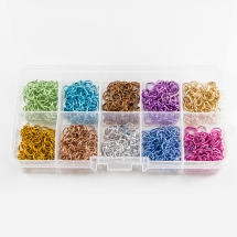 Набор Одинарных Открытых Колечек, Алюминий, Цвет: Микс, Размер: 6х0.8мм, Внутренний Диаметр 4.4мм, около 1000шт/набор, (УТ100017555)