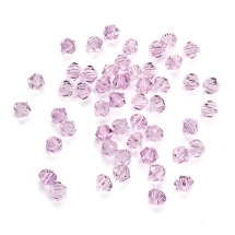 Бусины Австрийский Хрусталь, Огранка 5301, Имитация, Стекло, Биконус, Цвет: Жемчужно-розовый, Размер: 3.5х4мм, Отв-тие: 1мм, (УТ100017636)